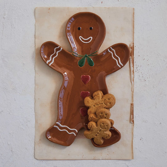 Stoneware Gingerbread Man Platter