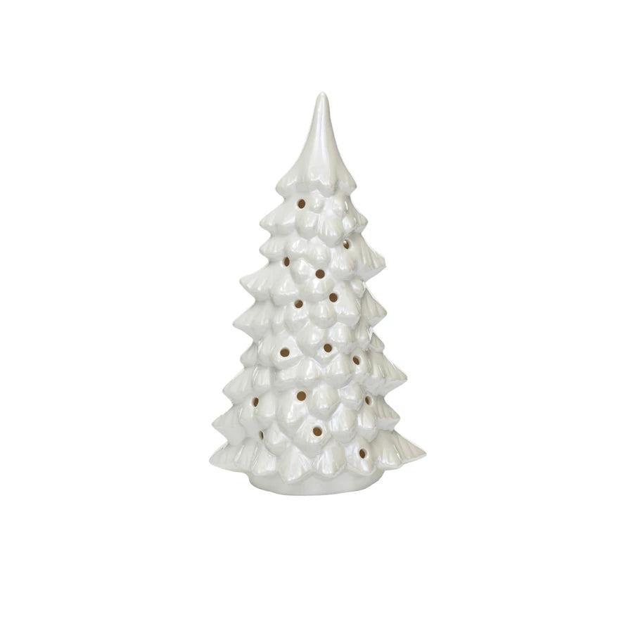 Stoneware LED Tree w/ Cut-Outs