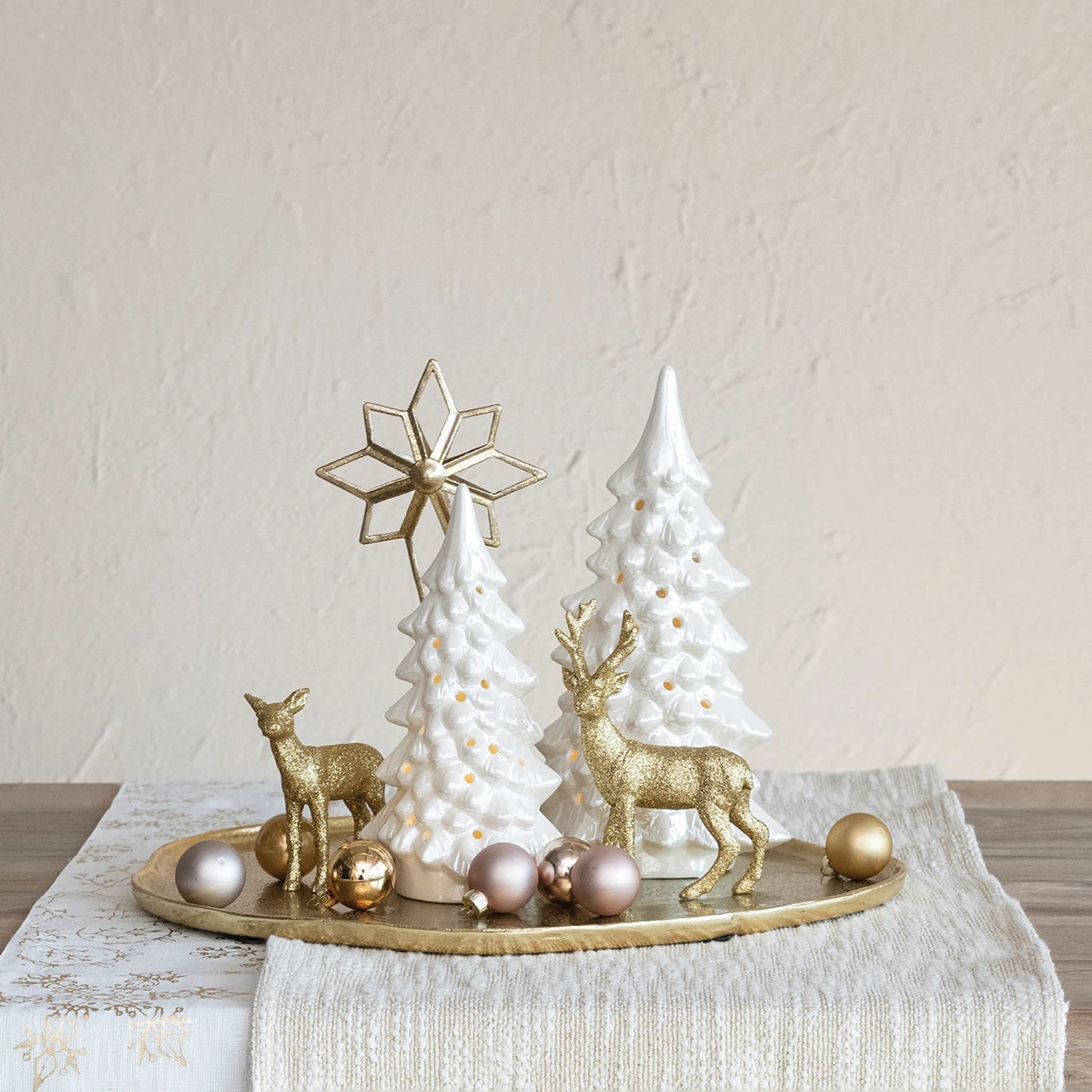 Stoneware LED Tree w/ Cut-Outs