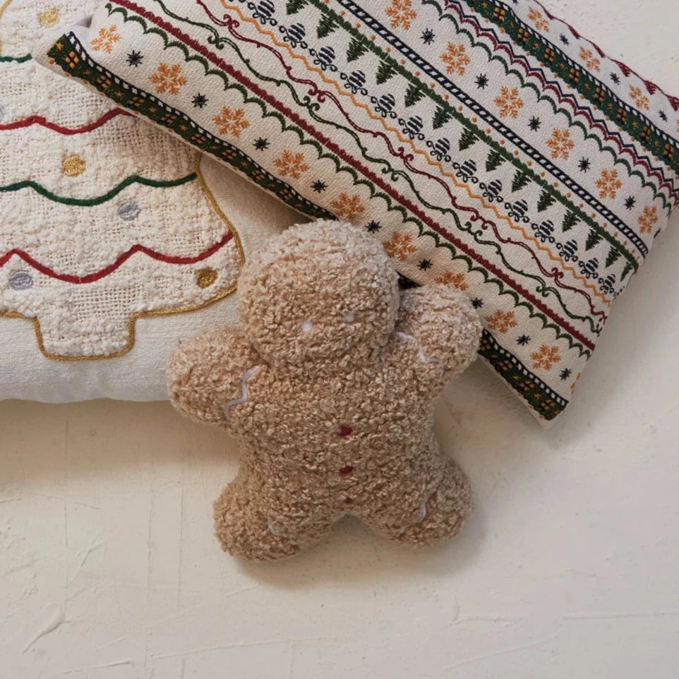 Bouclé Gingerbread Man Pillow