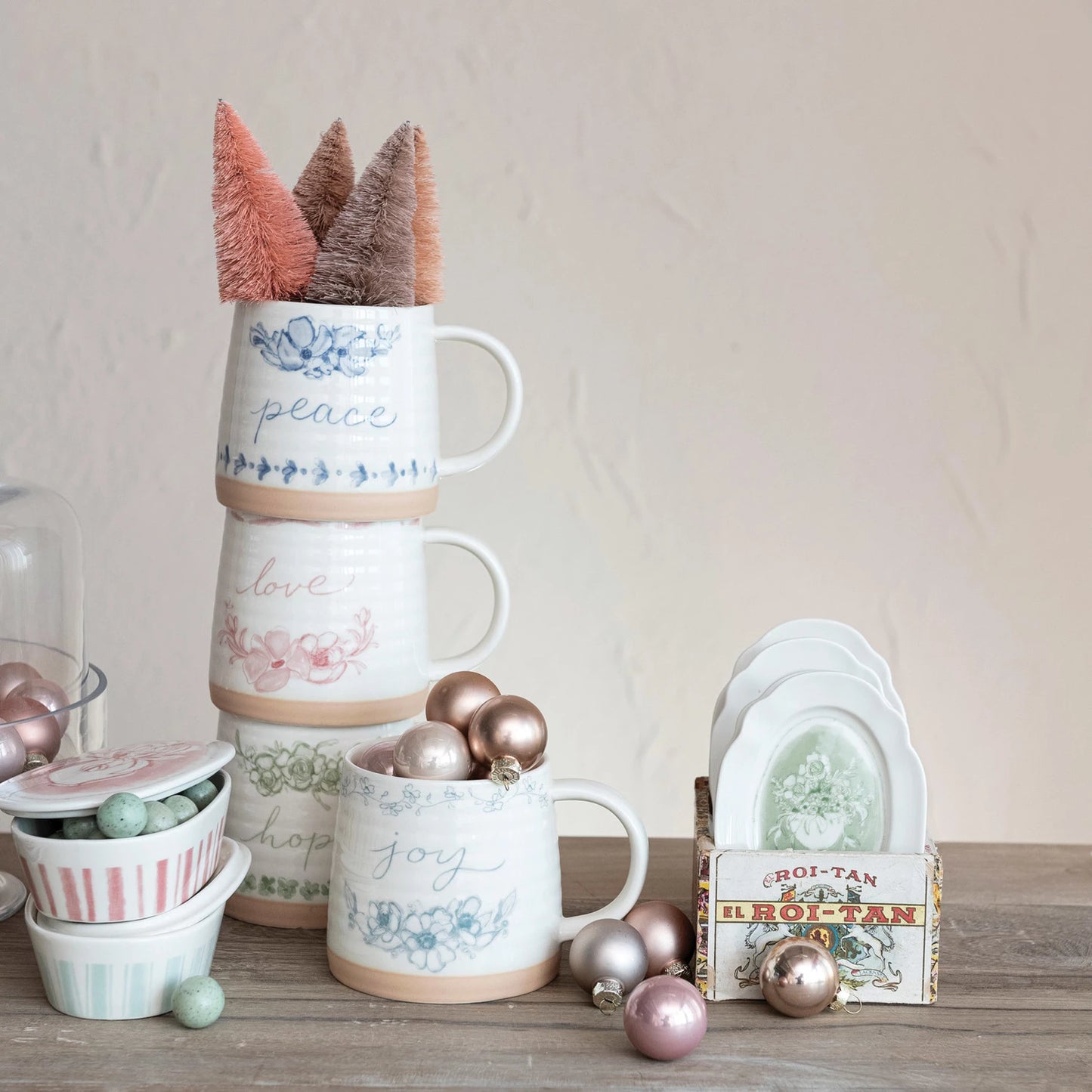 Stoneware Mug with Flowers