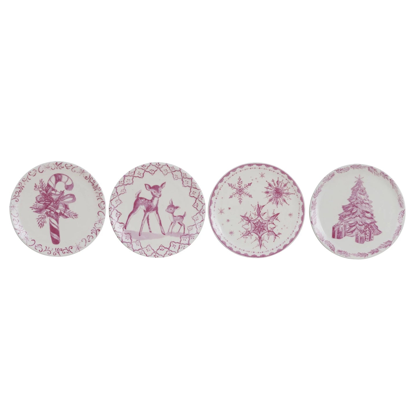 Pink Stoneware Plate with Holiday Image