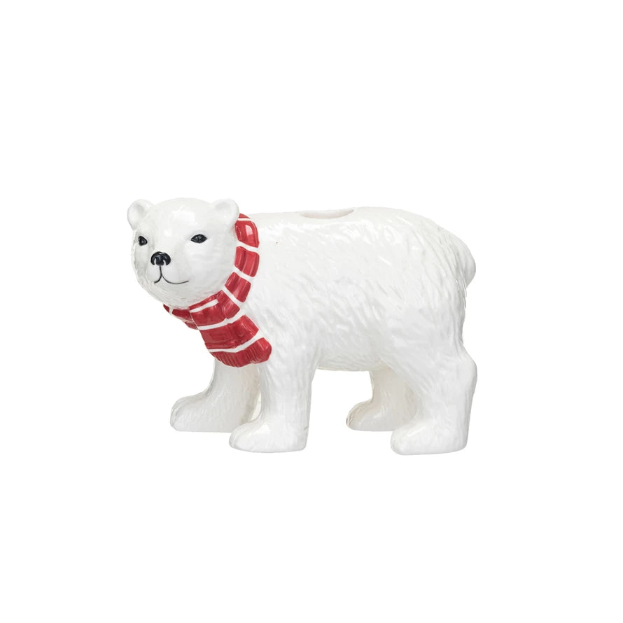 Stoneware Polar Bear Taper Holder