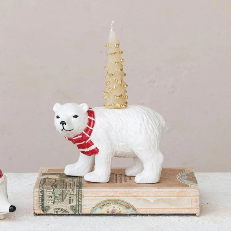 Stoneware Polar Bear Taper Holder