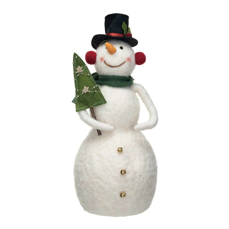 Wool Snowman w/ Christmas Tree, Multi Color