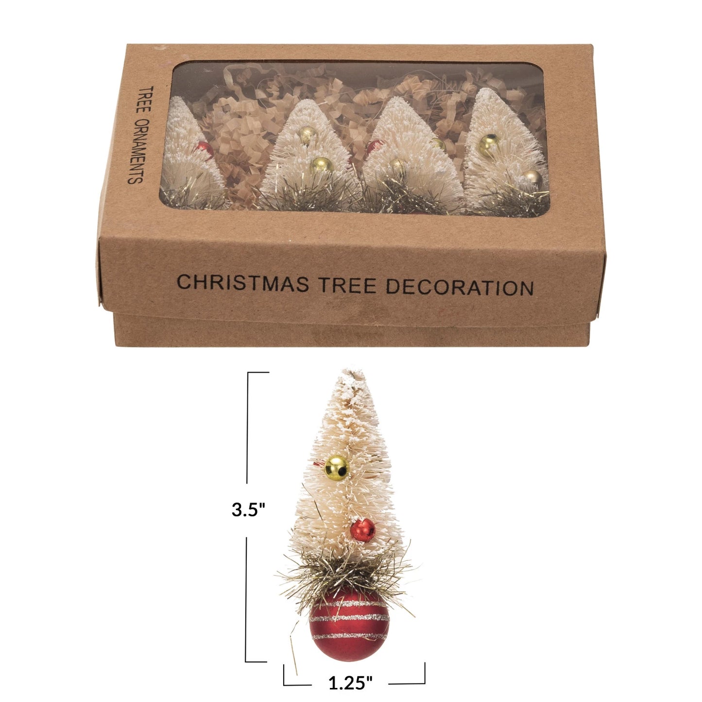 Sisal Bottle Brush Tree Ornaments with Glass Ball