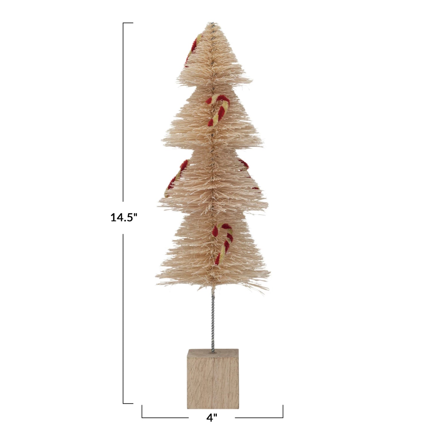 Sisal Bottle Brush Tree with Chenille Candy Cane