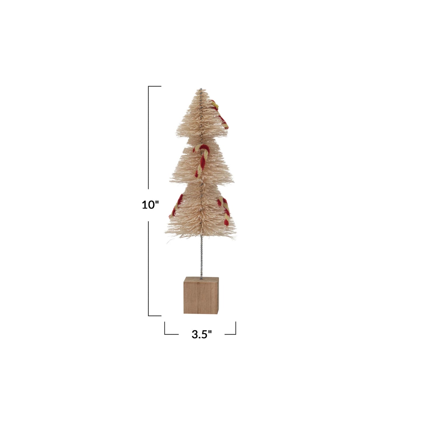 Sisal Bottle Brush Tree with Chenille Candy Cane