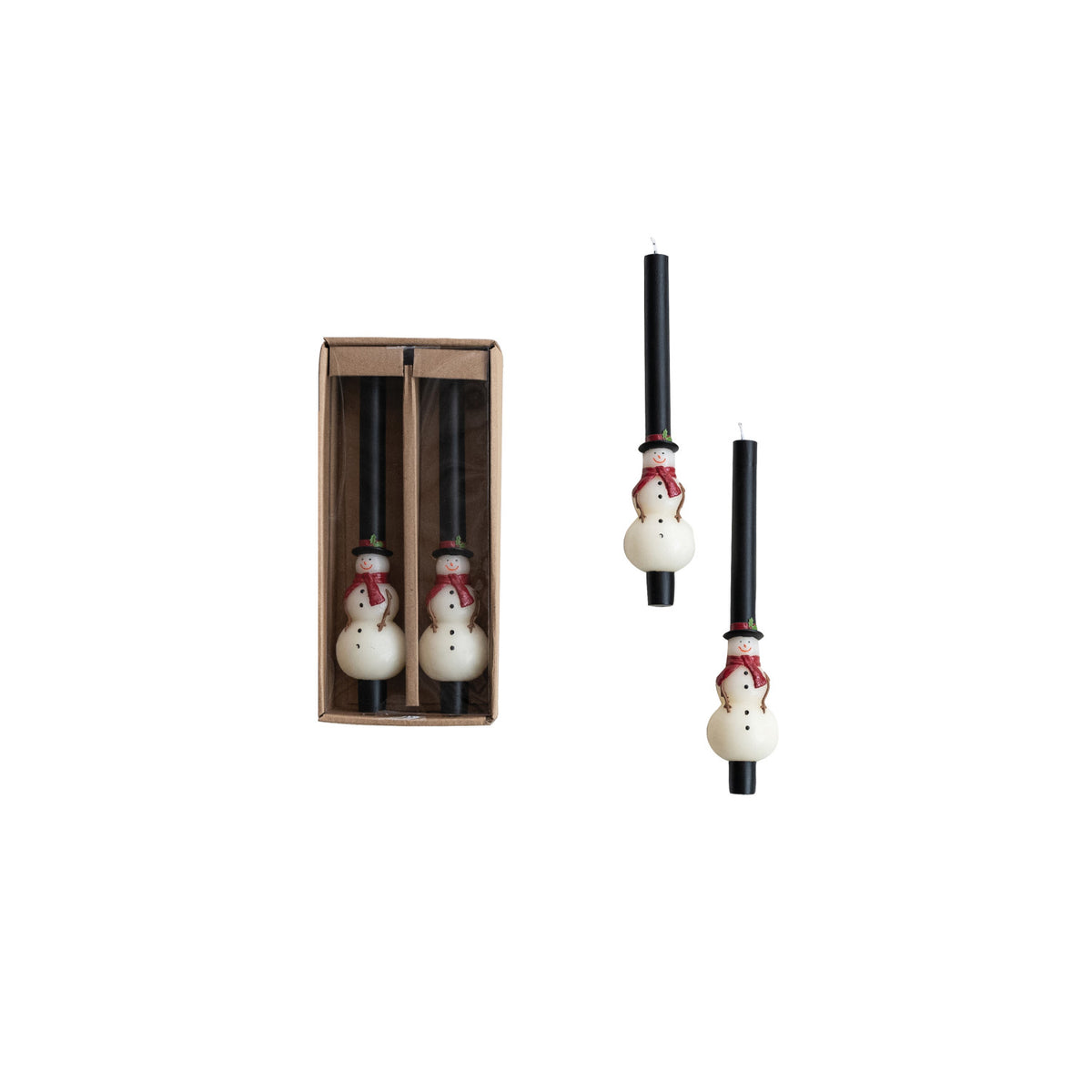 Unscented Snowman Shaped Taper Candles | Set Of 2