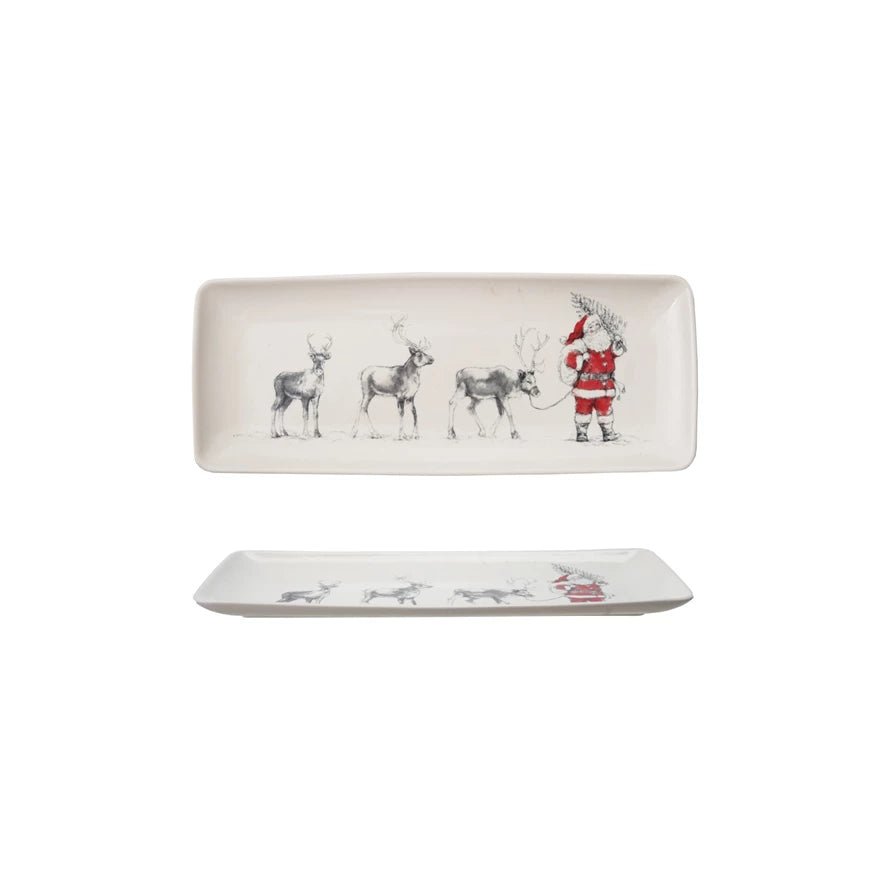 Santa Stoneware Serving Platter