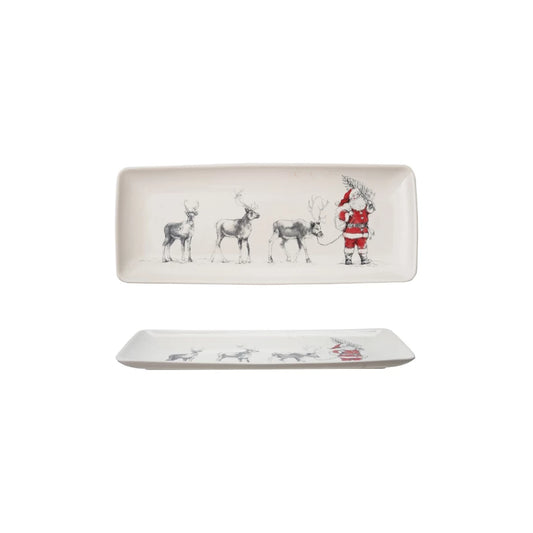 Santa Stoneware Serving Platter