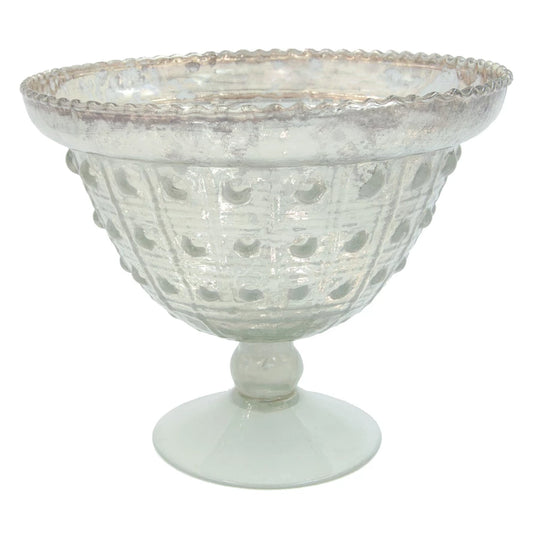 Embossed Mercury Glass Footed Bowl