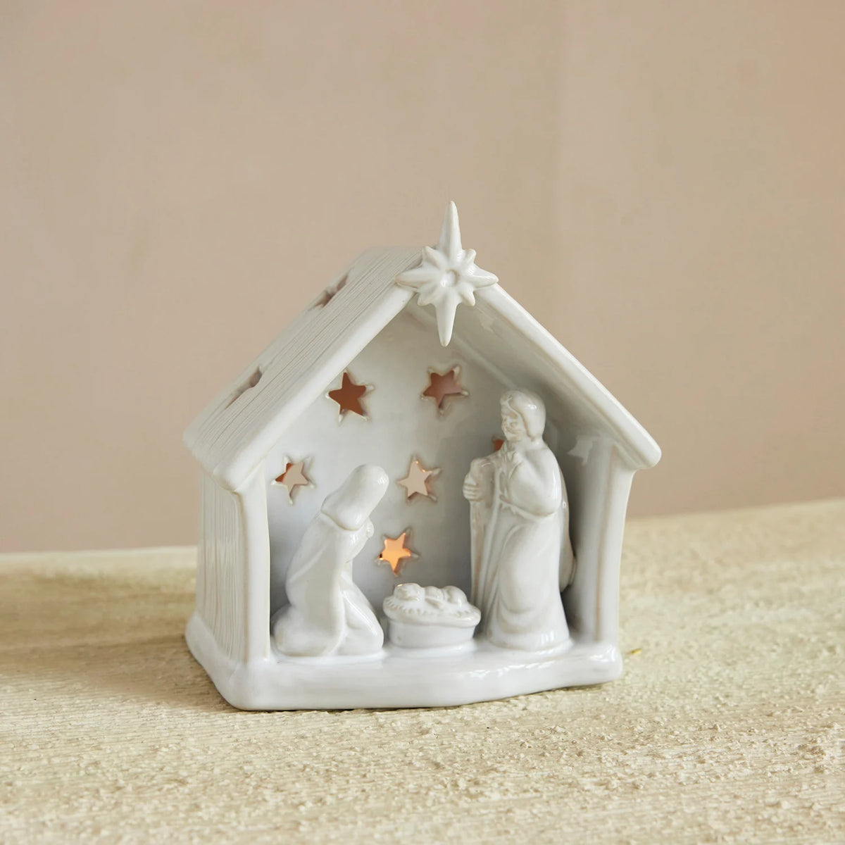 Stoneware Holy Family Tealight Holder