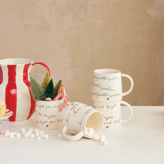 Stoneware Mug with Holiday Saying