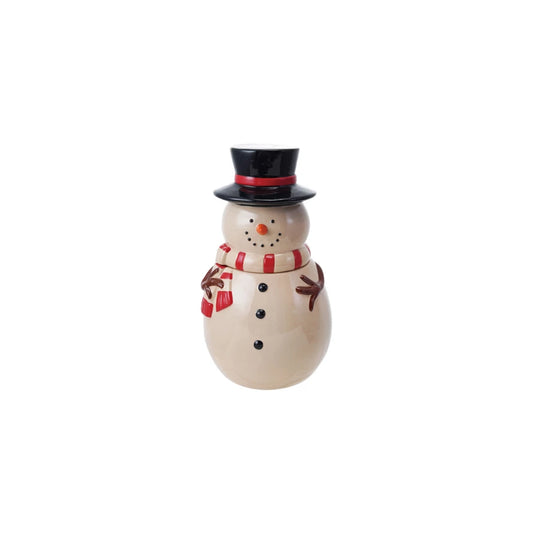 Stoneware Snowman Jar with Lid