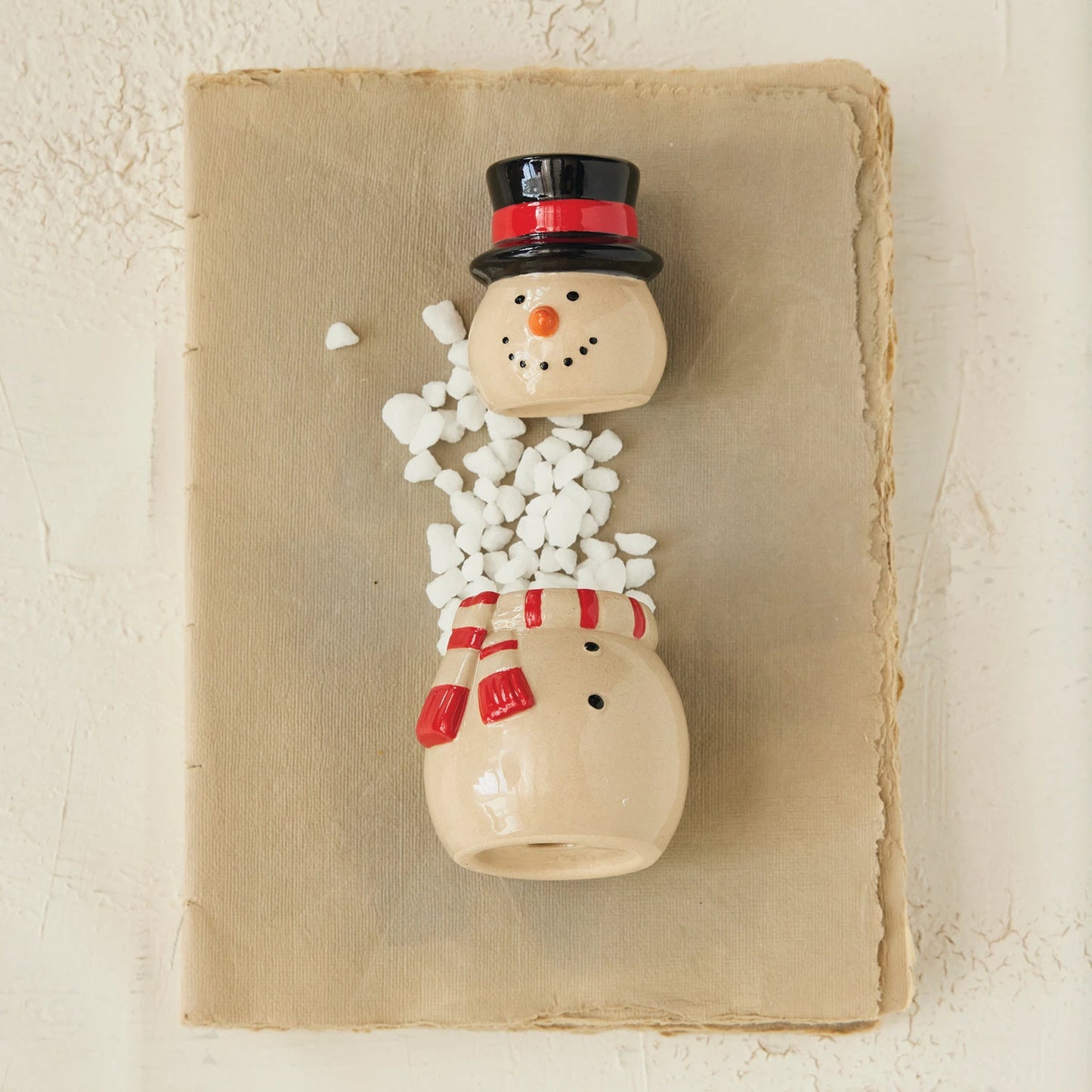 Stoneware Snowman Jar with Lid