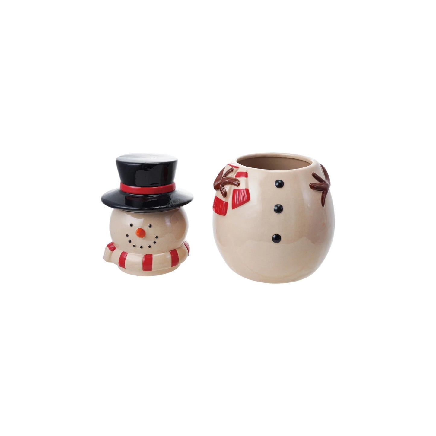 Stoneware Snowman Jar with Lid