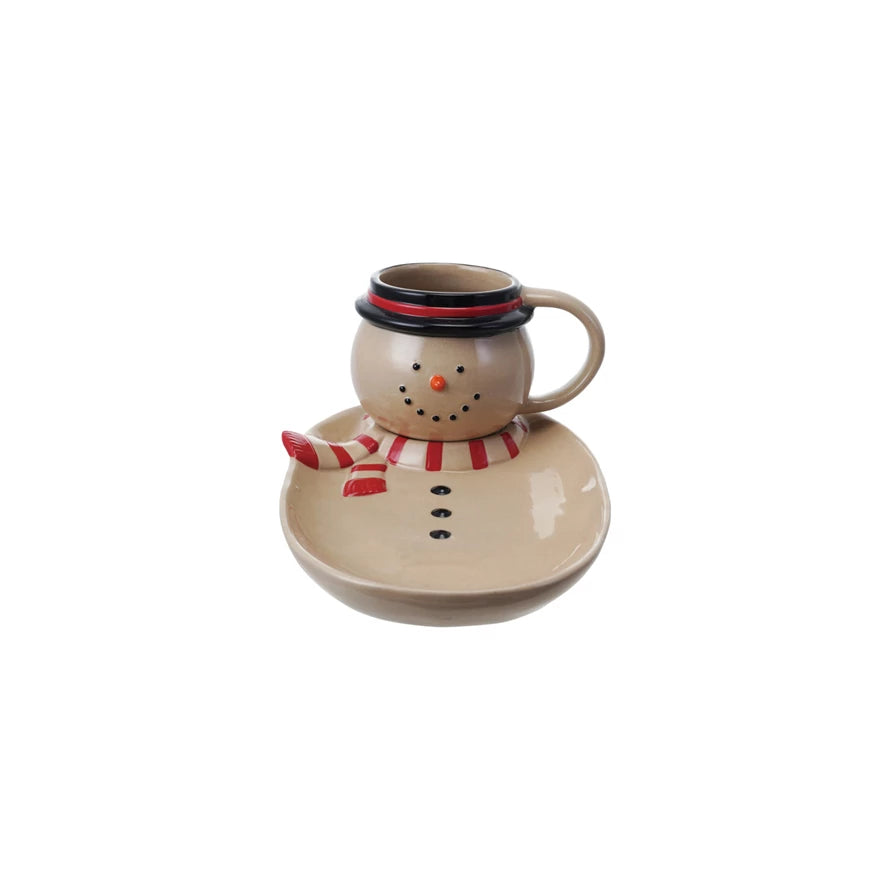 Snowman Mug with Platter