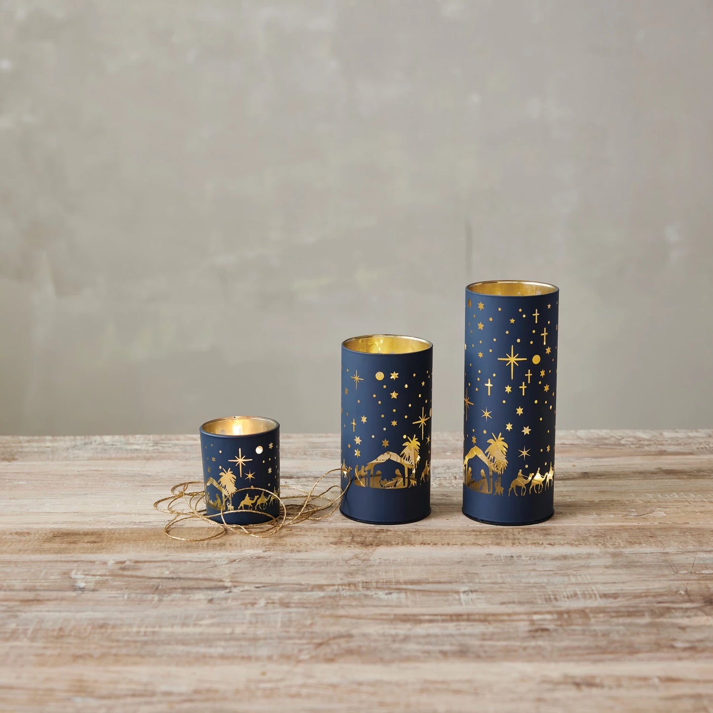 Glass LED Light with Laser Etched Nativity Scene