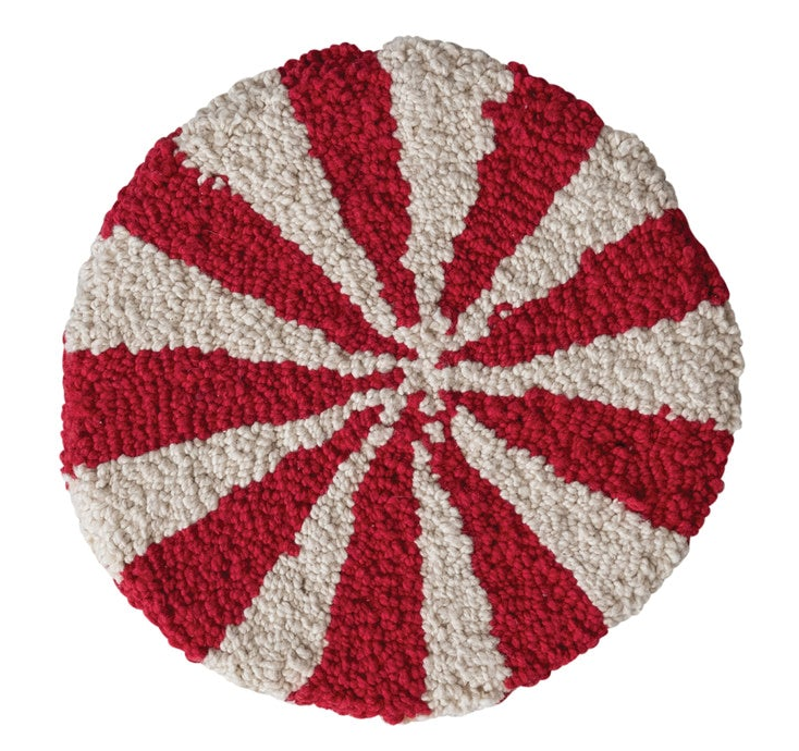 8" Round Cotton Tufted Candy Striped Trivet