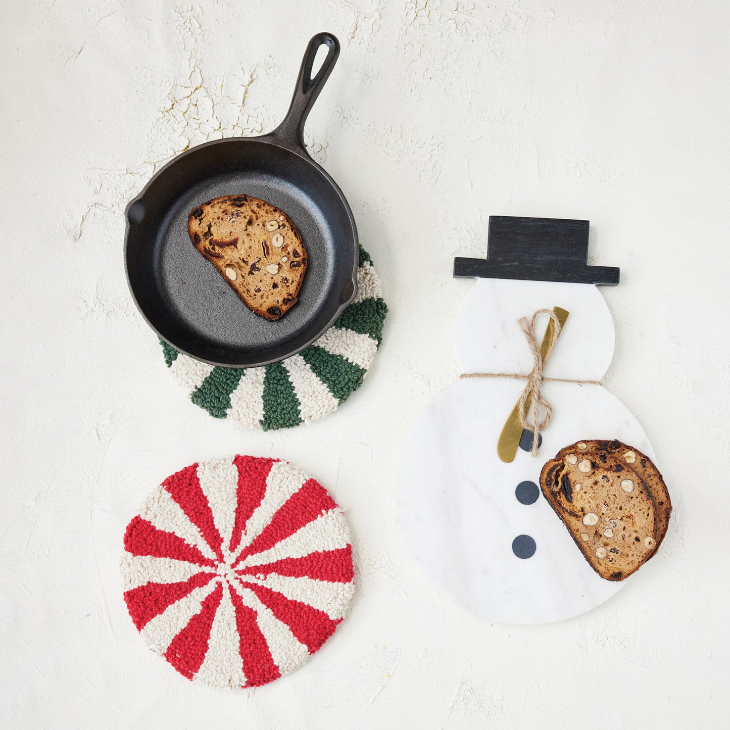 8" Round Cotton Tufted Candy Striped Trivet