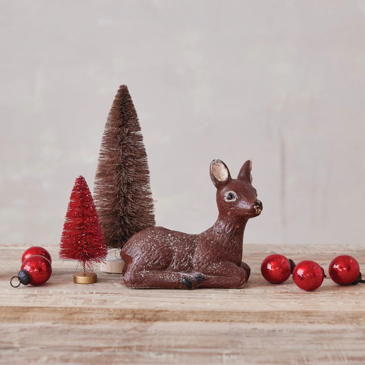 Painted Cement Vintage Reproduction Lying Deer