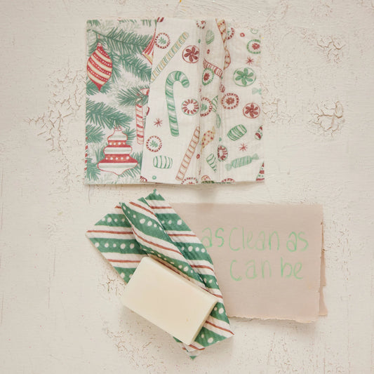 Reusable Cellulose Sponge Cloth with Holiday Pattern