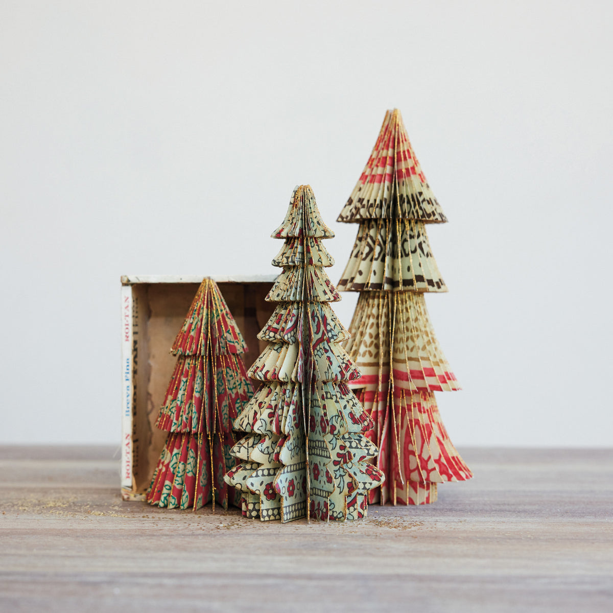 Handmade Recycled Block Printed Paper Folding Honeycomb Tree