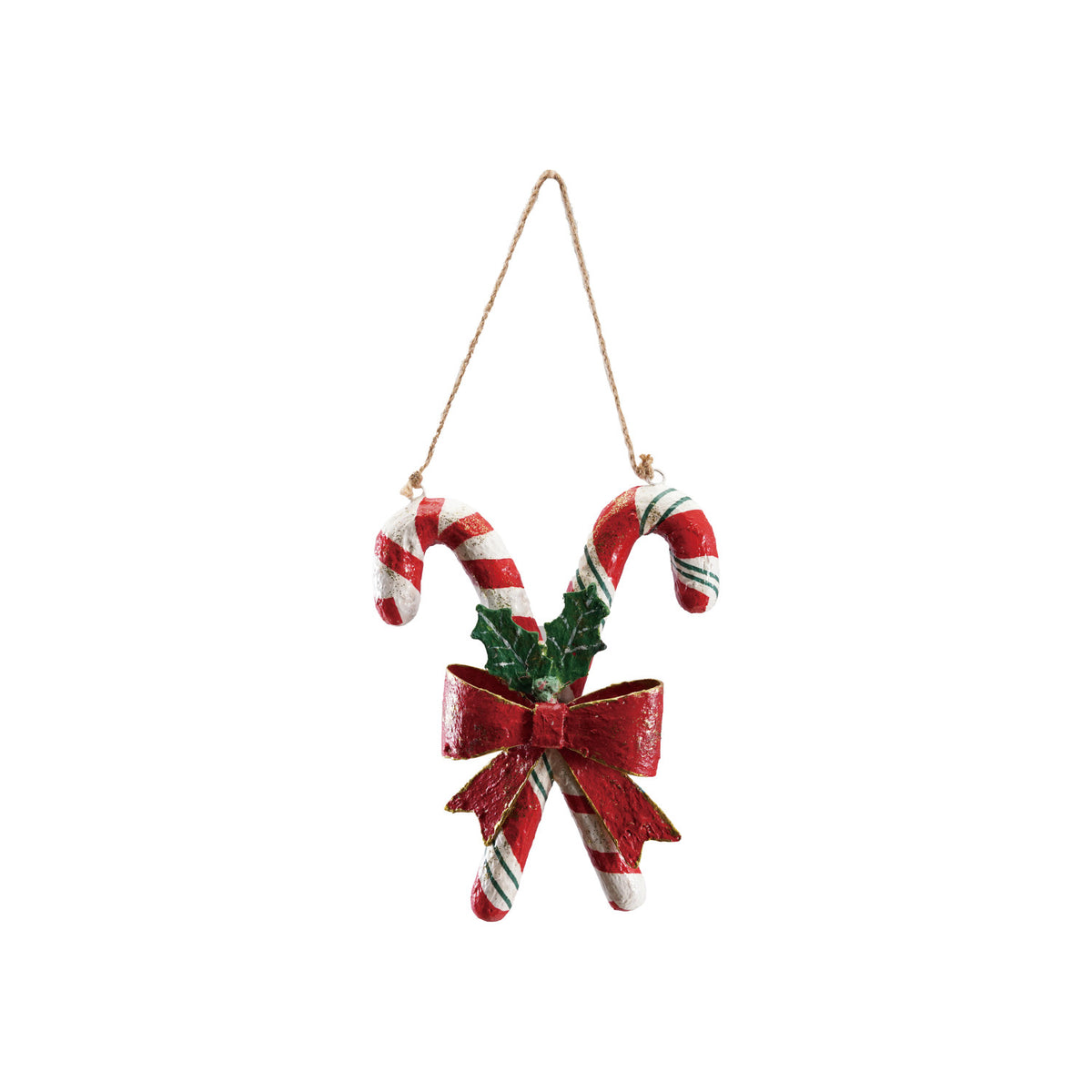 Handmade Metal & Paper Candy Cane Wall Decor
