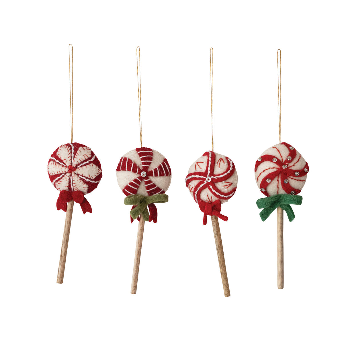 Wool Felt & Mango Wood Lollipop Ornament