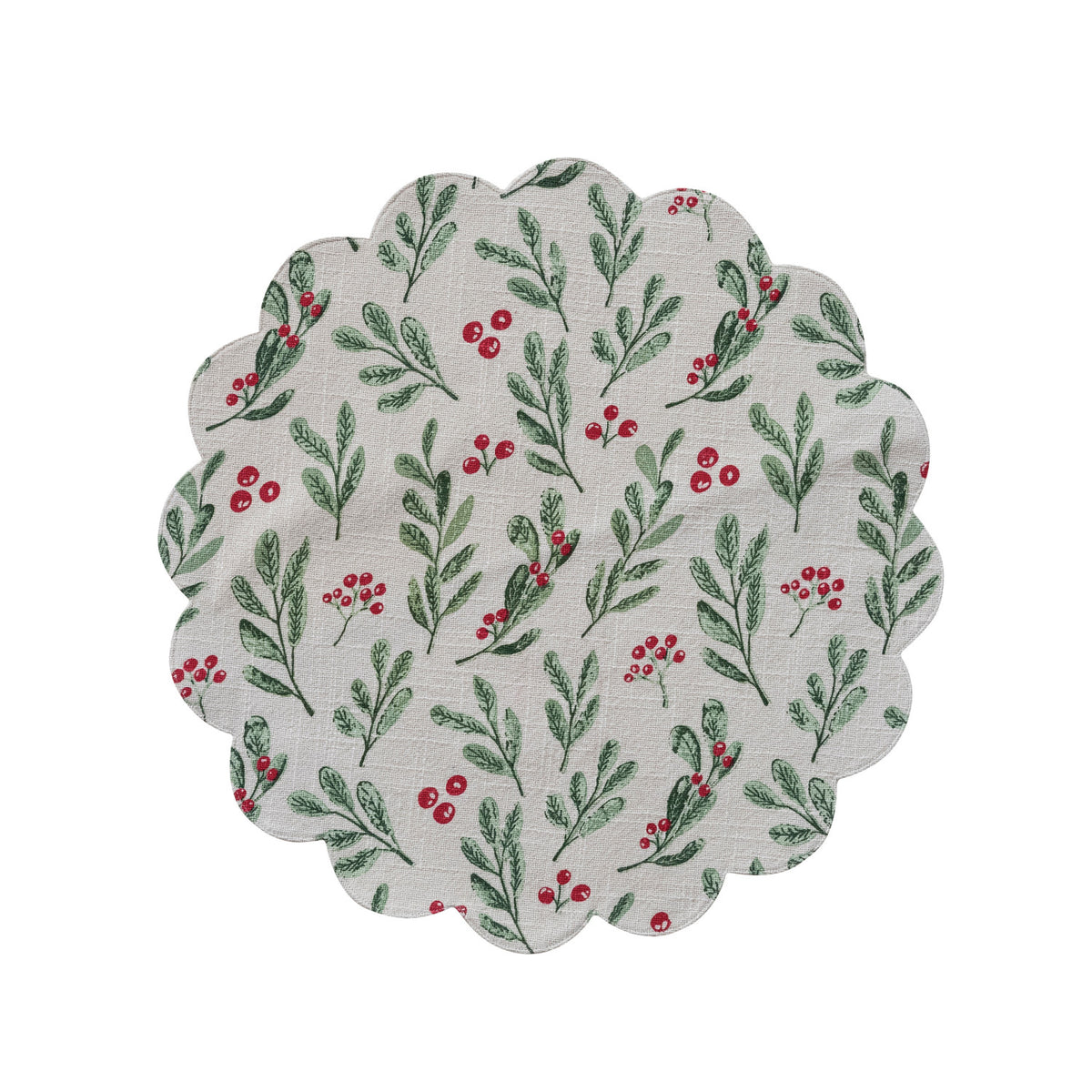 Woven Cotton Printed Scalloped Placemat