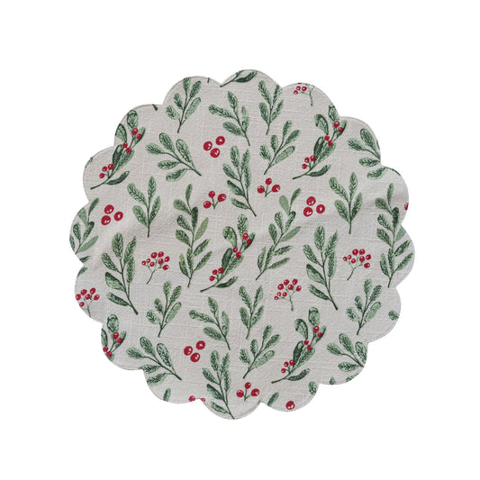 Woven Cotton Printed Scalloped Placemat