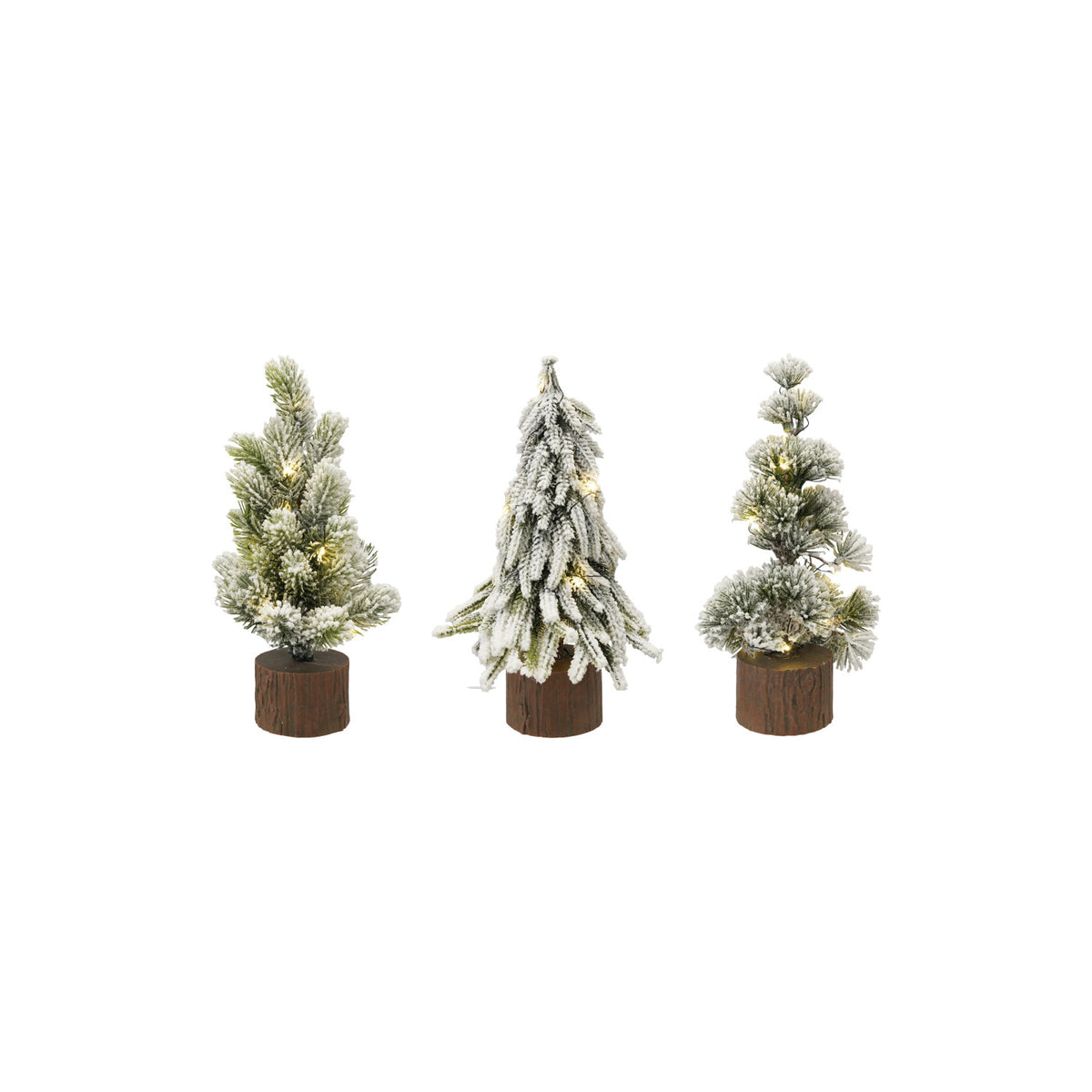 Plastic Tree w/ Faux Wood Slice Base & LED Light