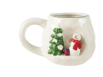 14 oz. Hand-Painted Stoneware Mug with 3D Scene
