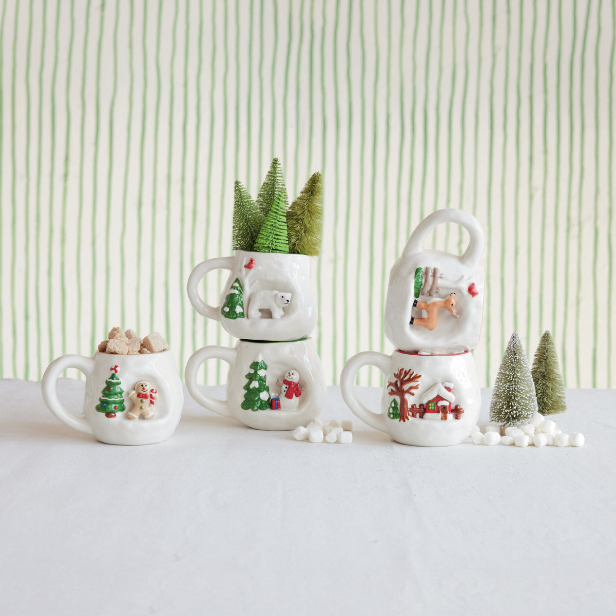 14 oz. Hand-Painted Stoneware Mug with 3D Scene