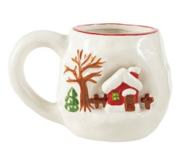 14 oz. Hand-Painted Stoneware Mug with 3D Scene