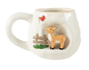 14 oz. Hand-Painted Stoneware Mug with 3D Scene