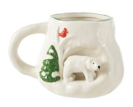 14 oz. Hand-Painted Stoneware Mug with 3D Scene