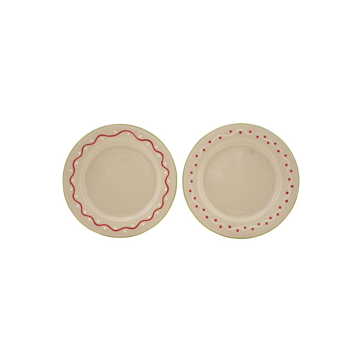 Hand-Painted Stoneware Plate w/ Design & Colored Edge