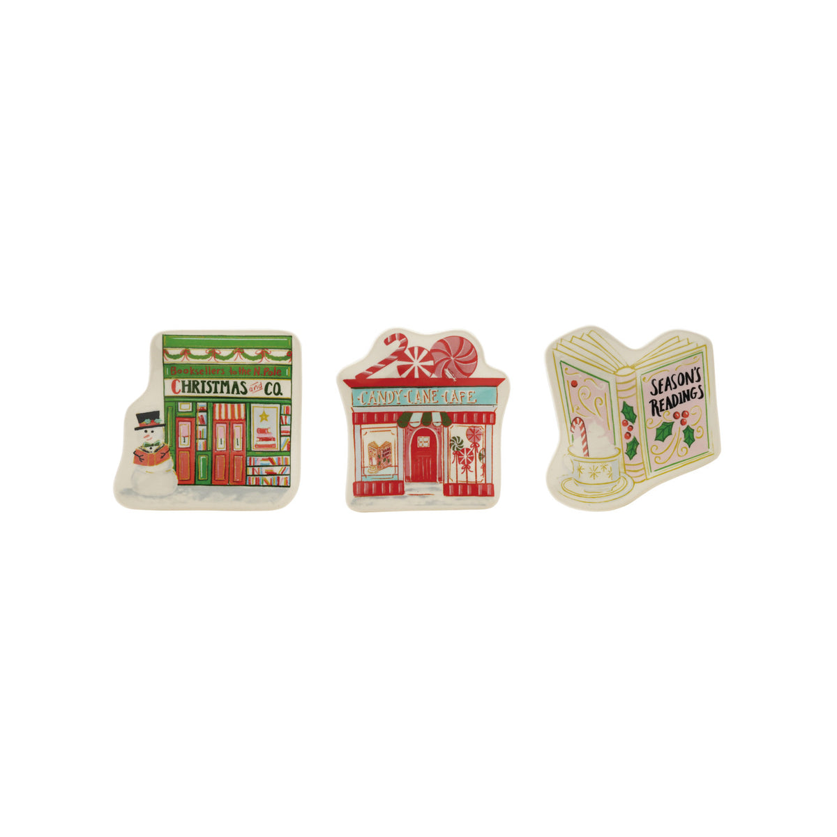 Stoneware Shaped Dish w/ Book & Holiday Shop