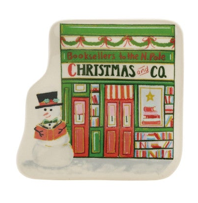 Stoneware Shaped Dish w/ Book & Holiday Shop