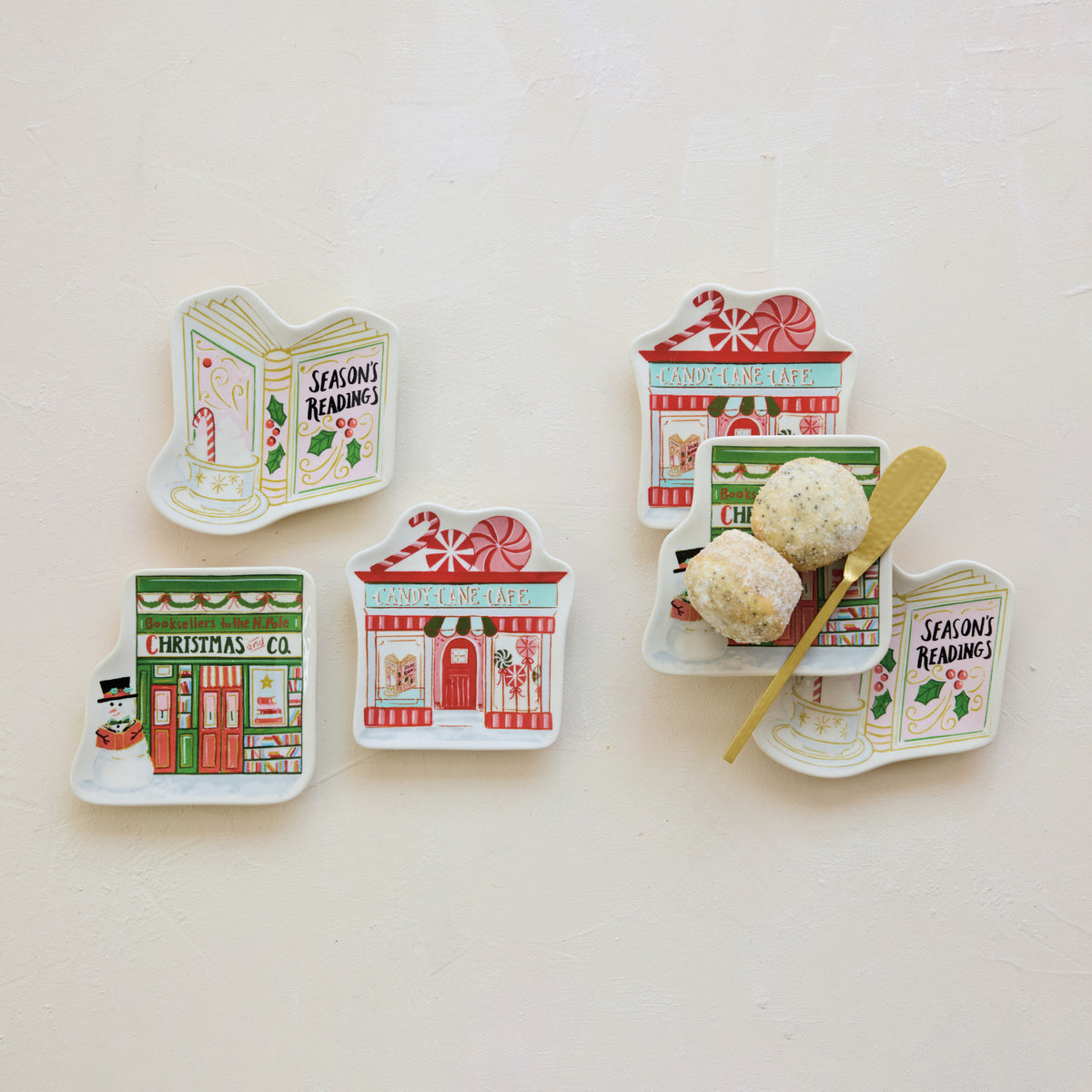 Stoneware Shaped Dish w/ Book & Holiday Shop