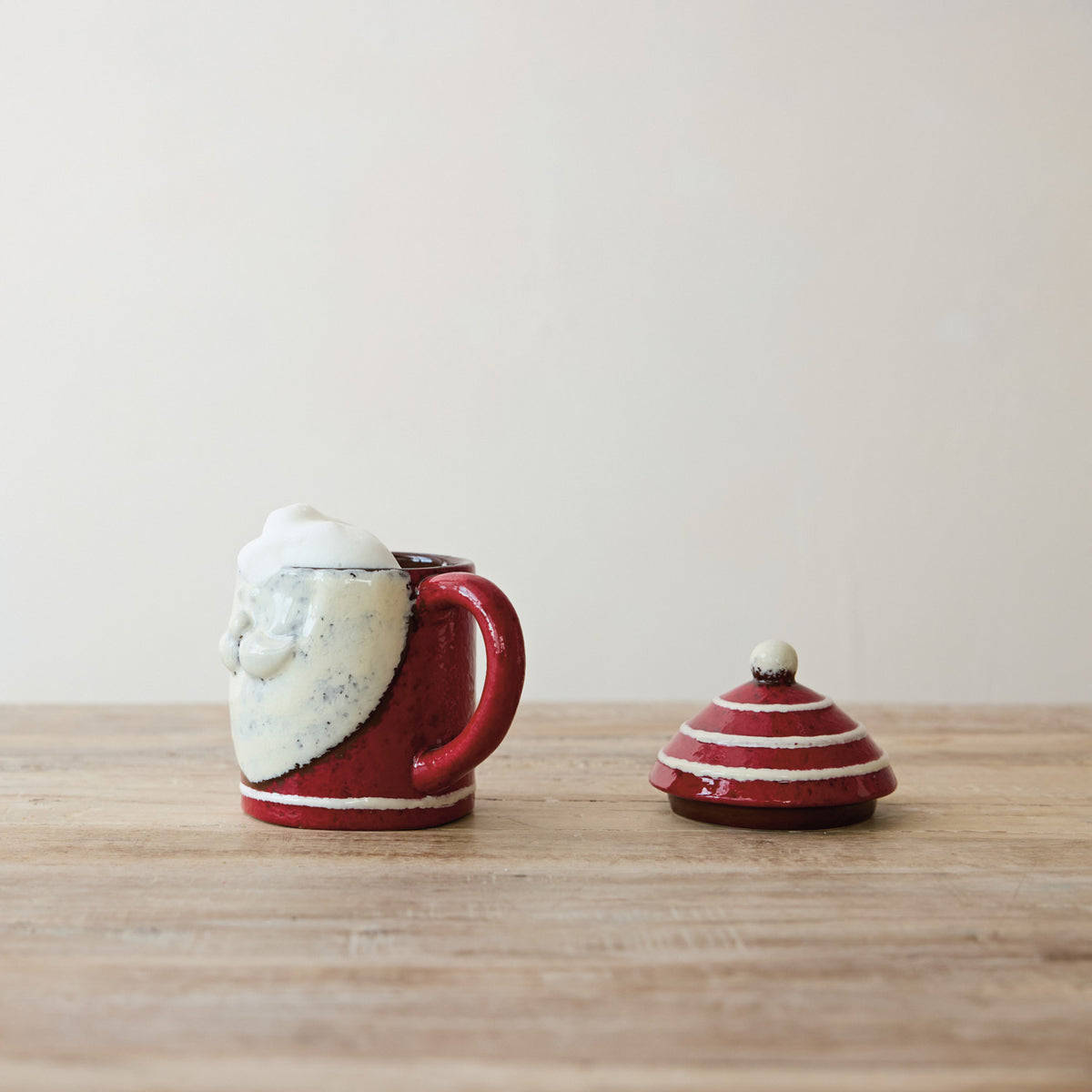 12 oz. Hand-Painted Ceramic Santa Head Shaped Mug