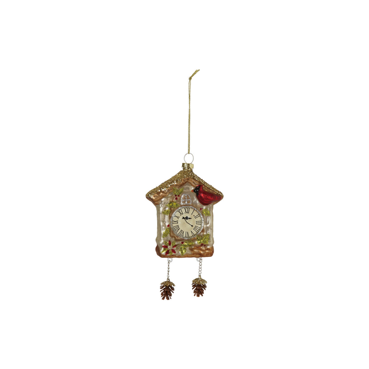 Hand-Painted Mercury Glass Cuckoo Clock Ornament