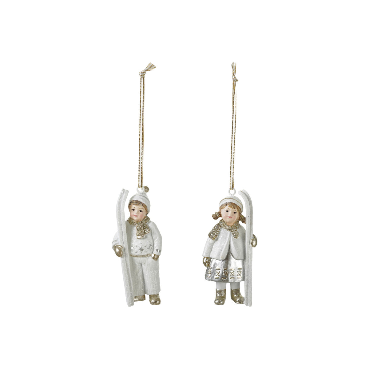 Resin Vintage Reproduction Child with Skis Ornament