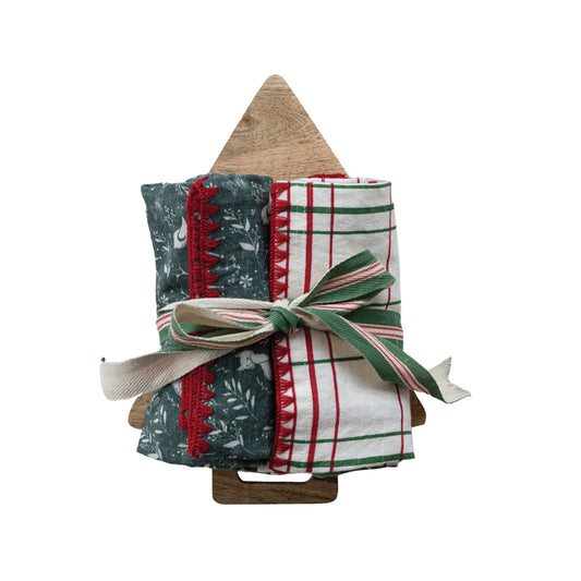Tea Towels & Tree Shaped Cheese/Serving Board