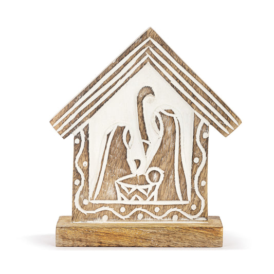 Wood Painted Small Nativity Scene