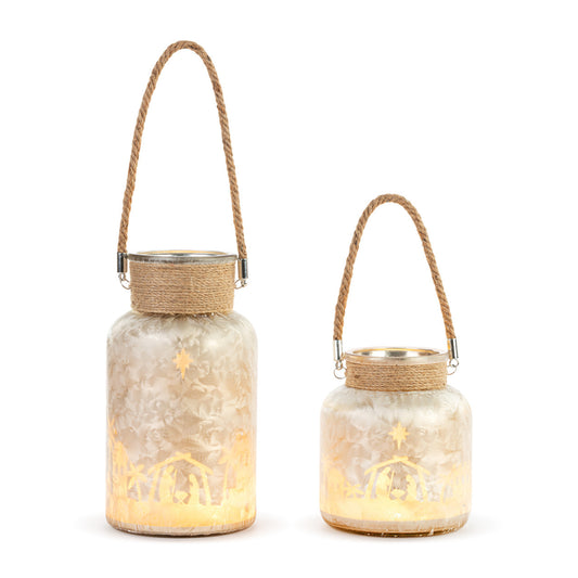 Lit Cityscape Glass Jars | Large