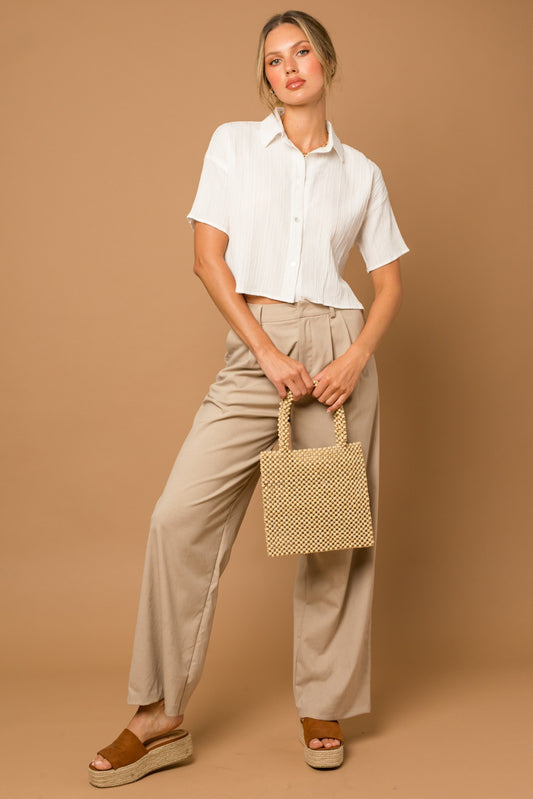 Dad Wide Leg Pants | Taupe