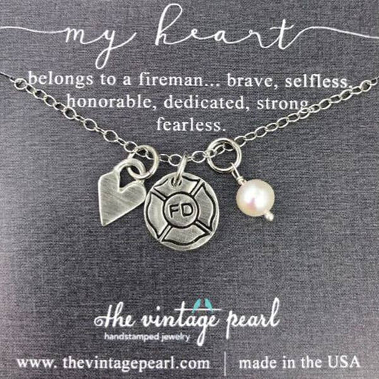 My Heart Belongs to a Fireman Necklace
